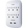 PHILIPS Surge Protector, 2 Pack, 6 Outlet, 2 USB Ports, 900 Joules, Wall Adapter, Extender, Charges Smartphones, White, SPP6266WB/37 PHILIPS Surge Protector, 2 Pack, 6 Outlet, 2 USB Ports, 900 Joules, Wall Adapter, Extender, Charges Smartphones, White, SPP6266WB/37
