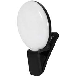 Yosooo Cell Phone Fill Light, LED USB Charging Phone Selfie Mini Portable Dimmable Wide Angle Universal Clip Shot Fill Lamp with Mirror(Black)