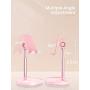 Cell Phone Stand,Angle Height Adjustable LISEN Cell Phone Stand for Desk,Thick Case Friendly Phone Holder Stand for Desk, Compatible with All Mobile Phones-Pink