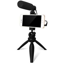 Smartphone Camera Video Microphone Kit, UHURU UCM-11P Super-Cardioid Shotgun Video Microphone with Mini Tripod,Mini Ball Head,Phone Holder,Compatible with Phone,Camera,Camcorder,PC