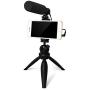 Smartphone Camera Video Microphone Kit, UHURU UCM-11P Super-Cardioid Shotgun Video Microphone with Mini Tripod,Mini Ball Head,Phone Holder,Compatible with Phone,Camera,Camcorder,PC
