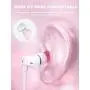 Earbuds, Vogek Tangle-Free Flat Cord Ergonomic in-Ear Headphones with Dynamic Crystal Clear Sound, Earphones with S/M/L Eartips Compatible with Samsung, Android Phone and More (Pink) Title