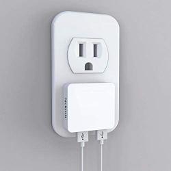 Nekmit Dual Port Ultra Thin Flat USB Wall Charger with Smart IC, White