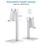 Cell Phone Stand, OMOTON Adjustable Angle Height Desk Phone Dock Holder for iPhone SE 2/11 / 11 Pro/XS Max/XR, Samsung Galaxy S20 / S10 / S9 / S8 and Other Phones (3.5-7.0-Inch),Silver