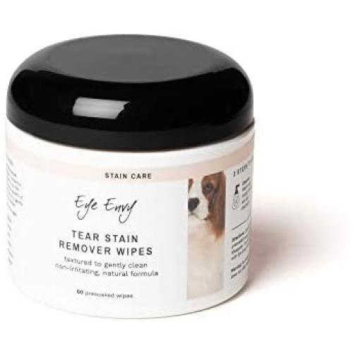 Eye Envy Tear Stain Wipes for Dogs | Textured to Gently Clean|Presoaked in 100% Natural Formula|Recommended by AKC Breeders/Vet/Professional Handlers/Groomers|Treats The Cause of staining|60 Count