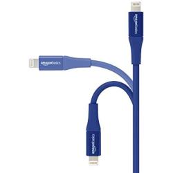 AmazonBasics USB A Cable with Lightning Connector, Premium Collection, MFi Certified Apple iPhone Charger, 3 Foot, Blue