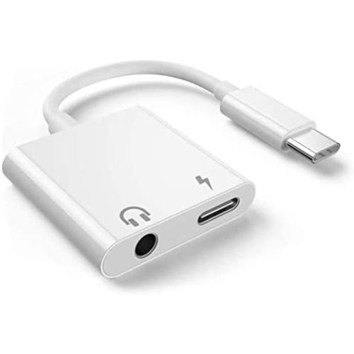 USB C to 3.5mm Jack Headphone Aux Audio Adapter Type C Charger Dongle Converter USBC Earphone Adaptor for Google Pixel 4 4XL 3 3XL 2 2XL, Samsung Note 10/S20, iPad Pro 2020 2019 2018 and More- White
