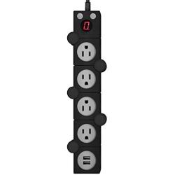 Cellet 4 Outlet Foldable Rotating Power Strip, with Timer and ON and Off Button, Fireproof PC, Dual USB Charging Ports, 5 Foot Cord, for Computers, Smartphones, Tablets, Cameras, etc. (Black)