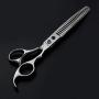 Purple Dragon 7.5 inch Professional Silver Downward Curved Pet Grooming Thinning Scissors - Dog Dense Tooth Blending Shears - Perfect for Pet Groomer or Family DIY Use