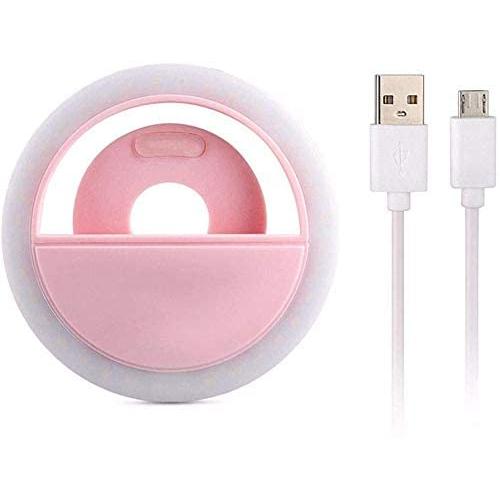 Clip on Selfie Ring Light, Selfie Light Rechargeable Portable Clip-on Selfie Fill Ring Light for Smart Phone Photography, Camera Video, Girl Makes up (Pink)