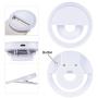 Portable Lightweight Multi-use Clip-on Selfie Ring Light (Pink) with USB Charging Port. Equipped with 3 Different Lighting Modes for Night time Photo Perfection. Fits Perfectly to All Smart Devices