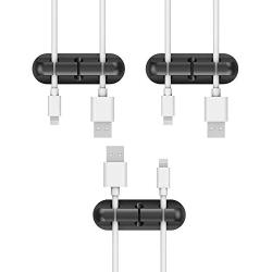 3 Pack Cable Clips - Simr Cord Organizer - Cable Management - 6mm Wire Holder System - Rubber Adhesive Cord Hooks fit Home, Office, Cubicle, Car, Desk Accessories