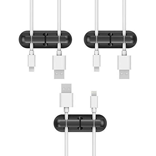 3 Pack Cable Clips - Simr Cord Organizer - Cable Management - 6mm Wire Holder System - Rubber Adhesive Cord Hooks fit Home, Office, Cubicle, Car, Desk Accessories