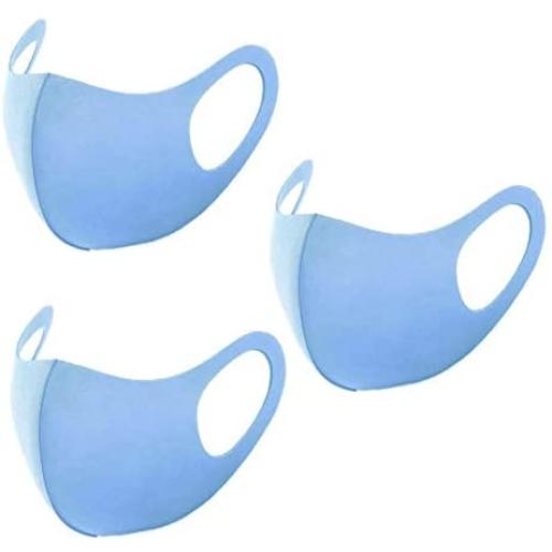 Washable and Reusable Fabric Face Mouth Madks Breathable Face Covering for Summer, 3 Pack_Blue