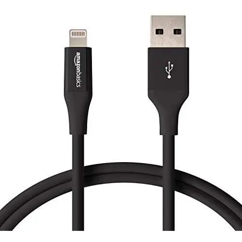 AmazonBasics Lightning to USB A Cable, Advanced Collection, MFi Certified Apple iPhone Charger, Black, 3 Foot AmazonBasics Lightning to USB A Cable, Advanced Collection, MFi Certified Apple iPhone Charger, Black, 3 Foot