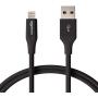 AmazonBasics Lightning to USB A Cable, Advanced Collection, MFi Certified Apple iPhone Charger, Black, 3 Foot