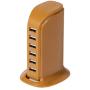 6-Port USB Wall Charger Desktop Charging Station Quick Charge 2.1,Compatible with Tablets Smartphones and More(Ginger Yellow)