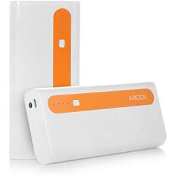 Aibocn Power Bank 10,000mAh External Battery Charger Dual USB Portable Charger with Flashlight (Bright Singal Orange) - Upgraded