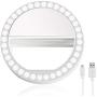Selfie Ring Light, XINBAOHONG Rechargeable Portable Clip-on Selfie Fill Light with 36 LED for Smart Phone Photography, Camera Video, Girl Makes up (White-B, 36LED)