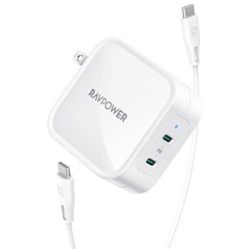 USB C Charger, RAVPower 90W 2-Port Wall Charger PD 3.0 GaN Tech Type C Fast Charging Adapter Compatible with MacBook Pro Air, iPad Pro, iPhone 11 Pro Max XR XS X SE2, Galaxy S9 S8, Nintendo and More