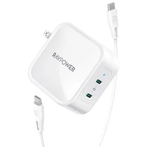 USB C Charger, RAVPower 90W 2-Port Wall Charger PD 3.0 GaN Tech Type C Fast Charging Adapter Compatible with MacBook Pro Air, iPad Pro, iPhone 11 Pro Max XR XS X SE2, Galaxy S9 S8, Nintendo and More