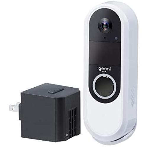 Geeni QUICKPEEK Smart Doorbell Camera 1080p Chime – No Hub, Easy Wireless Install and Set Up, Includes Rechargeable Battery, Motion-Activated Alerts, Requires 2.4 GHz Wi-Fi, White