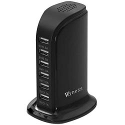 6-Port USB Wall Charger Desktop Charging Station Quick Charge 2.1,Compatible with Compatible for Phones,Tablets Smartphones and More(Black)