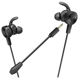 RAPOO Gaming Earbuds, Wired in-Ear Headphones with Dual Mic, Hi-Fi Stereo Earphones for Nintendo Switch PC, Laptop, Cellphone with 3.5mm Jack- Black