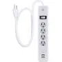 GE Surge Protector, 4 Outlet, 2 USB Charging Ports, 3 Ft Long Extension Cord, 1A USB Charging,, 450 Joules, White, 14090 GE Surge Protector, 4 Outlet, 2 USB Charging Ports, 3 Ft Long Extension Cord, 1A USB Charging,, 450 Joules, White, 14090