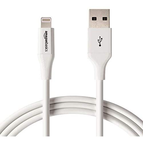 AmazonBasics Lightning to USB A Cable, Advanced Collection, MFi Certified Apple iPhone Charger, White, 6 Foot, 2 Pack