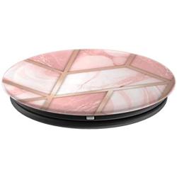 Pink White Geometric Marbled Design PopSockets Grip and Stand for Phones and Tablets