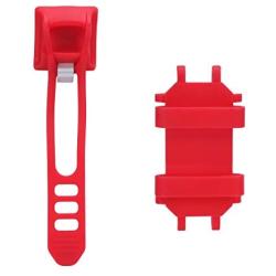 Bike Combo Power Mount, Universal Bicycle Smart Phone and Power Bank Holder, Adjustable Silicone Handlebar Rack for iPhone, Samsung Galaxy, 4” to 6” Phones (Red)