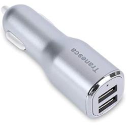 Tranesca 4.8A/24W 2 USB Port Car Charger Compatible with iPhone X 8 7 6S 6 Plus, 5 SE 5S 5 5C, Samsung Galaxy S9 S8 S7 S6 Edge, Note 8 4, LG G6 G5 V10 V20, HTC,Nexus, iPad Pro and More-Silver