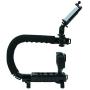 Cam Caddie Scorpion Jr Triple Shoe Camera Stabilizer - Collapsible Stabilizing Smartphone Handle Compatible with All DSLR, GoPro, Mobile Phones w/ 3-in-1 Integrated Cold Shoe - Black