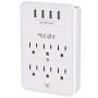 Multi Plug Outlet, Surge Protector, NUOZHI USB Wall Charger with 6-Outlet Extender and 4 USB Ports,1680 Joules, White, ETL Listed