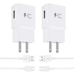 Adaptive Fast Charger Compatible with Samsung Galaxy s10/ s10+/s9/ s9 +/ s10e/ s8/ s8 Plus/Note 9/ Note 8/ Active, USB Wall Charger Adapter with USB C Cable, White