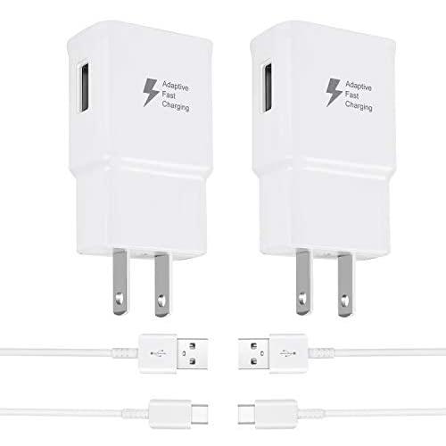 Adaptive Fast Charger Compatible with Samsung Galaxy s10/ s10+/s9/ s9 +/ s10e/ s8/ s8 Plus/Note 9/ Note 8/ Active, USB Wall Charger Adapter with USB C Cable, White