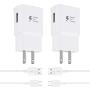 Adaptive Fast Charger Compatible with Samsung Galaxy s10/ s10+/s9/ s9 +/ s10e/ s8/ s8 Plus/Note 9/ Note 8/ Active, USB Wall Charger Adapter with USB C Cable, White