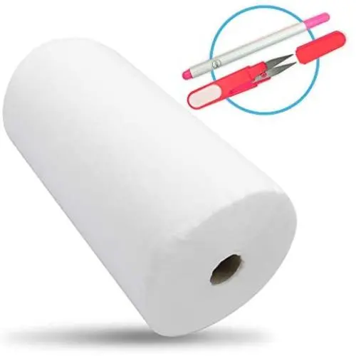 [15”x120 Yards] No Show Mesh Stabilizer for Embroidery (White) Free Pen & Snip, Permanent No-Show Poly Mesh Backing for Machine Embroidery, Hand Sewing, Hoop and Stitch, Translucent Nylon Spun
