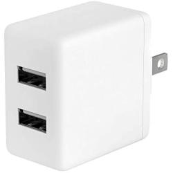 USB Wall Charger by TalkWorks | 12W/2.4A | Dual Port Universal Cell Phone Charger Adapter For Apple iPhone, iPad, Nintendo Switch, Android for Samsung Galaxy, Bluetooth Speaker, Tablet  - White