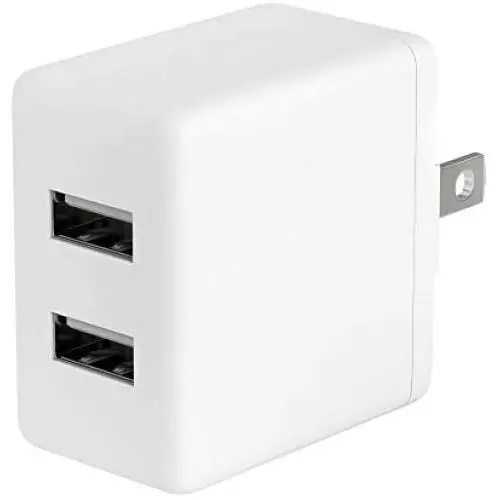 USB Wall Charger by TalkWorks | 12W/2.4A | Dual Port Universal Cell Phone Charger Adapter For Apple iPhone, iPad, Nintendo Switch, Android for Samsung Galaxy, Bluetooth Speaker, Tablet - White USB Wall Charger by TalkWorks | 12W/2.4A | Dual Port Universal Cell Phone Charger Adapter For Apple iPhone, iPad, Nintendo Switch, Android for Samsung Galaxy, Bluetooth Speaker, Tablet - White