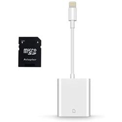 FA-STAR SD Card Reader, Digital Camera Reader Adapter Compatible with iPhone/iPad (Support iOS 13 and Before), Trail Game Camera Viewer Compatible with iPhone/iPad, Plug and Play - White