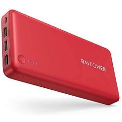 Portable Charger RAVPower 26800mAh Power Bank Battery Pack Total 5.5A Output External Battery 3 Ports Portable Phone Charger Compatible with iPhone 11 Pro Max SE iPad Samsung Galaxy S20 Note10 (Red)