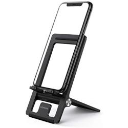 UGREEN Cell Phone Stand for Desk Adjustable Phone Holder Dock Compatible for iPhone 11 Pro Max XS XR 8 Plus 6 7 6S Smartphone, Foldable and Portable (Black)