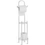 Tangkula Toilet Paper Holder Stand, Chrome Finish and Iron Framework, No Assembly Required, Free Standing Toilet Paper Roll Holder with Dispenser for Bathroom Storage (Silver)