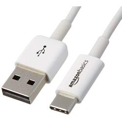 AmazonBasics USB Type-C to USB-A 2.0 Male Charger Cable, 3 Feet (0.9 Meters), White