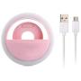 Clip on Selfie Ring Light, Rechargeable Brightness Portable Selfie Fill Light Ring with 36 LED for Universal Smart Phone, Phone Android Phone Photography, Camera Video, Girl Makes up (Pink)