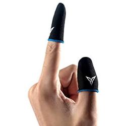 Mobile Game Non-Slip Finger Sleeves for PUBG Phone Games Touch Screen Finger Caps Gloves Sweat-Proof Thumb Cover Mobile Phone Accessories(1 Pair) (Blue-Black)