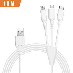 MXRS Multi Charger Cable 6ft 3 in 1 Multiple USB Charging Cord Suitable for Nintendo Switch/Nintendo New 2DS XL/ 3DS XL/ 2DS/ 3DS/ DSi/DSi XLL/Nintendo Ds Lite(Charging Only)