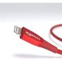 AmazonBasics Double Nylon Braided USB A Cable with Lightning Connector, Premium Collection, MFi Certified Apple iPhone Charger, 3 Foot, 2 Pack, Red